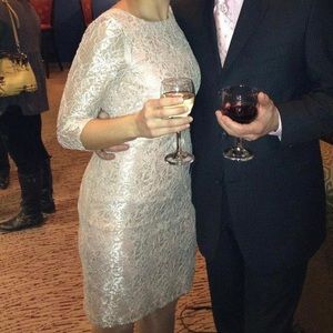 Eliza J Champagne lace and ballet pink cocktail dress 🩰